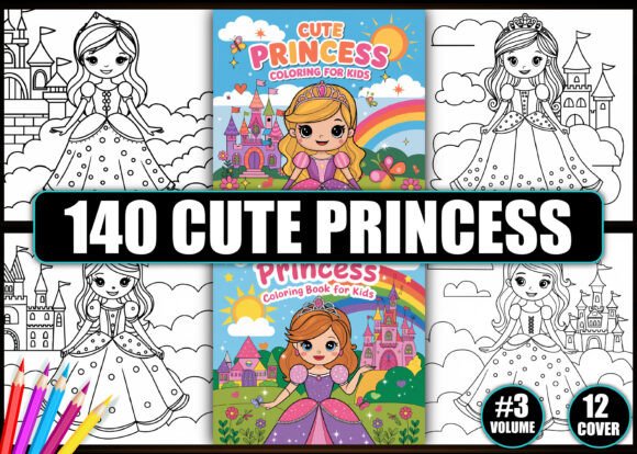 140 Cute Princess Coloring Book for Kids