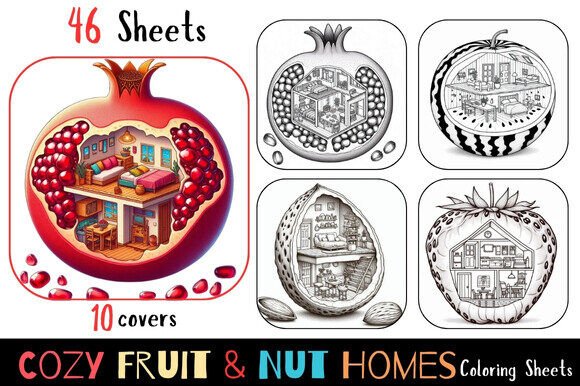 Cozy Fruit Nut Homes Coloring Pages: A Whimsical Escape for Creative Minds
