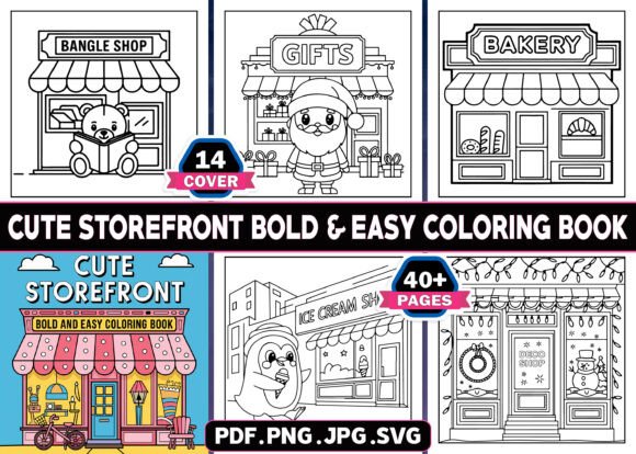 Cute Storefront Coloring Pages Bold Easy