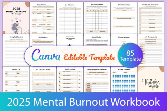 Editable 2025 Mental Burnout Workbook: A Practical Tool for Mental Wellness
