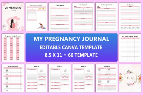 Editable MY PREGNANCY JOURNAL Interior: A Comprehensive Guide for Expectant Parents