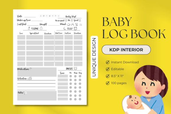 KDP Baby Log Book Daily Baby CarePlanner